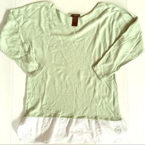 Ann Taylor pastel green sweater embroidered shirt xs